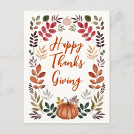 ハッピー感謝祭かぼちゃと紅葉 ポストカード