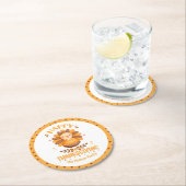 ハッピー感謝祭かわいい七面鳥ラウンド紙コースター ラウンドペーパーコースター (インサイチュ)