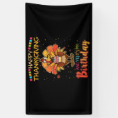 ハッピー感謝祭とYesそれは私の誕生日七面鳥 横断幕 (縦)