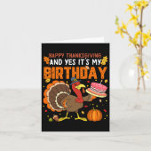 ハッピー感謝祭とYes私の誕生日少年G カード (黄色い花)