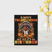 ハッピー感謝祭とYes私の16誕生日T カード (黄色い花)