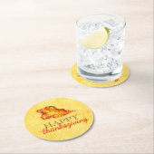 ハッピー感謝祭のリーフアート紙コースター ラウンドペーパーコースター (インサイチュ)