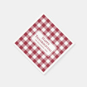ハッピー感謝祭の名前Burgundy Gingham Check スタンダードカクテルナプキン (角)