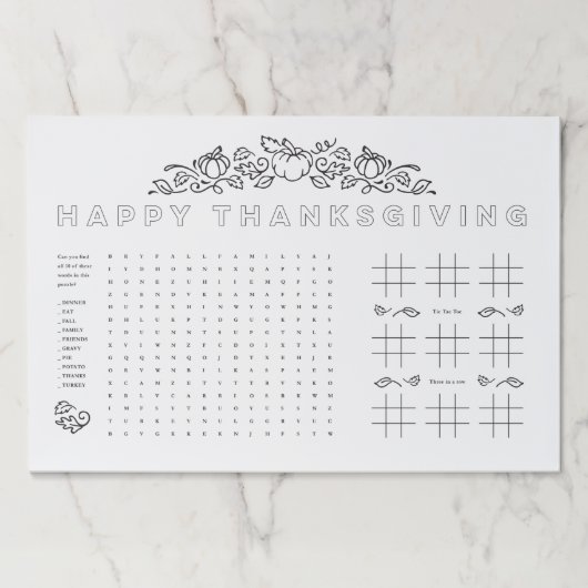 ハッピー感謝祭の子供たちの活動の着色ランチョンマット ペーパーパッド (正面)