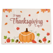 ハッピー感謝祭の日のパーティー ラージペーパーバッグ (正面)
