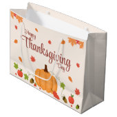 ハッピー感謝祭の日のパーティー ラージペーパーバッグ (正面アングル)