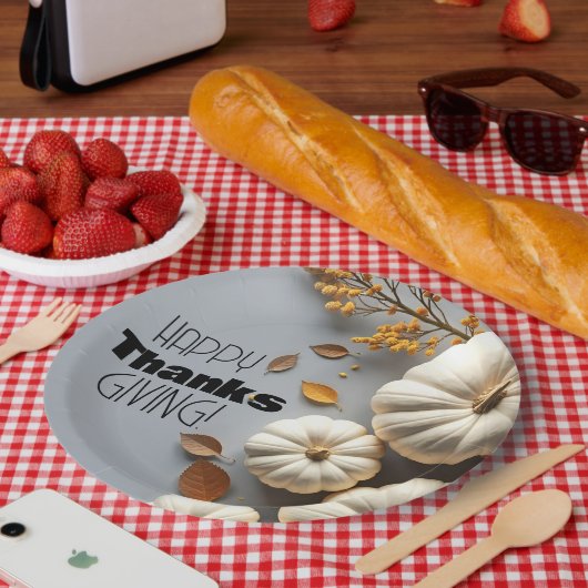 ハッピー感謝祭の日ホワイトカボチャ ペーパープレート (ピクニック)