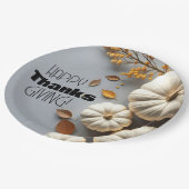 ハッピー感謝祭の日ホワイトカボチャ ペーパープレート (アングル)