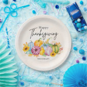 ハッピー感謝祭の水彩秋のカボチャ ペーパープレート (パーティー)