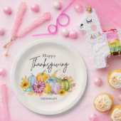 ハッピー感謝祭の水彩秋のカボチャ ペーパープレート (パーティー)