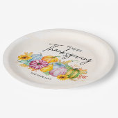 ハッピー感謝祭の水彩秋のカボチャ ペーパープレート (アングル)