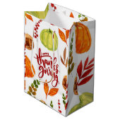 ハッピー感謝祭の水彩 ミディアムペーパーバッグ (正面アングル)