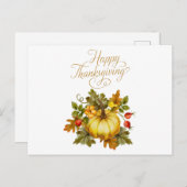 ハッピー感謝祭の水色カボチャ、バラお尻 ポストカード (正面/裏面)