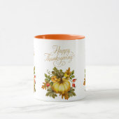 ハッピー感謝祭の水色カボチャ、バラお尻 マグカップ (中央)