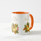 ハッピー感謝祭の水色カボチャ、バラお尻 マグカップ (正面右)