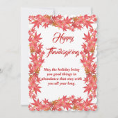 ハッピー感謝祭の水色ピーチメープル葉ズ シーズンカード (正面)