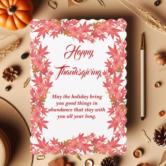 ハッピー感謝祭の水色ピーチメープル葉ズ シーズンカード