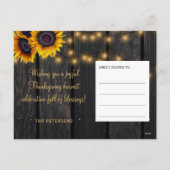 ハッピー感謝祭の納骨木材ラスティック感謝祭 シーズンポストカード (裏面)