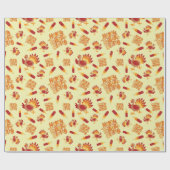ハッピー感謝祭の羽&トルコ秋シームレス ラッピングペーパー (フラット)