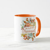 ハッピー感謝祭ウォーターカラーパンプキンズ自然 マグカップ (正面右)