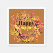 ハッピー感謝祭ウォーターカラー紅葉リース スタンダードカクテルナプキン (正面)