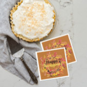 ハッピー感謝祭ウォーターカラー紅葉リース スタンダードカクテルナプキン