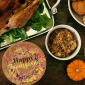 ハッピー感謝祭ウォーターカラー紅葉リース ペーパープレート