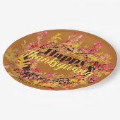 ハッピー感謝祭ウォーターカラー紅葉リース ペーパープレート (アングル)