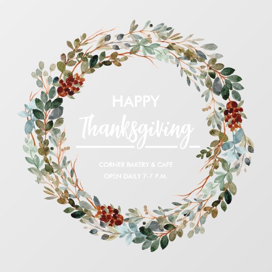 ハッピー感謝祭エバーグリーンユーカリフローラ ウィンドウサイン (シート)