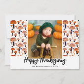 ハッピー感謝祭オレンジのキノコ秋写真 シーズンカード (正面)