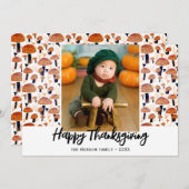 ハッピー感謝祭オレンジのキノコ秋写真 シーズンカード (正面/裏面)