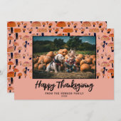 ハッピー感謝祭オレンジのキノコ秋写真 シーズンカード (正面/裏面)