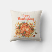 ハッピー感謝祭オレンジカボチャ紅葉 クッション (裏面)