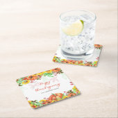 ハッピー感謝祭オレンジカボチャ スクエアペーパーコースター (インサイチュ)