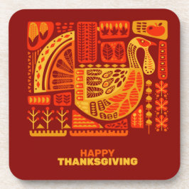 ハッピー感謝祭オレンジブラウン懸命とコルク コースター