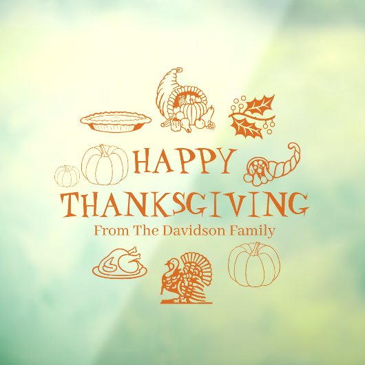 ハッピー感謝祭オレンジ名前をカスタムするデコール ウィンドウサイン (シート3)