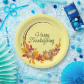 ハッピー感謝祭オータムカラーズカボチャリース ペーパープレート (パーティー)