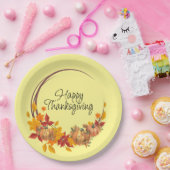 ハッピー感謝祭オータムカラーズカボチャリース ペーパープレート (パーティー)