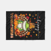 ハッピー感謝祭カエルの衣装トルコ紅葉 フリースブランケット (正面(横))