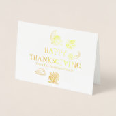 ハッピー感謝祭カスタムの家族の名前ホリデイ 箔カード (正面)