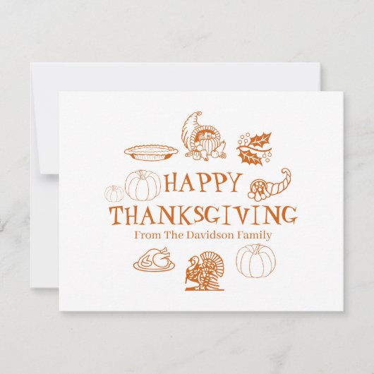 ハッピー感謝祭カスタムの家族の名前ホリデーカード シーズンカード (正面)