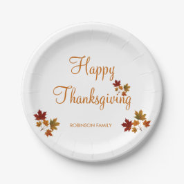 ハッピー感謝祭カスタムの家族の名前 ペーパープレート