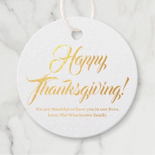 ハッピー感謝祭カスタム文字エレガント フェイバータグ (正面)