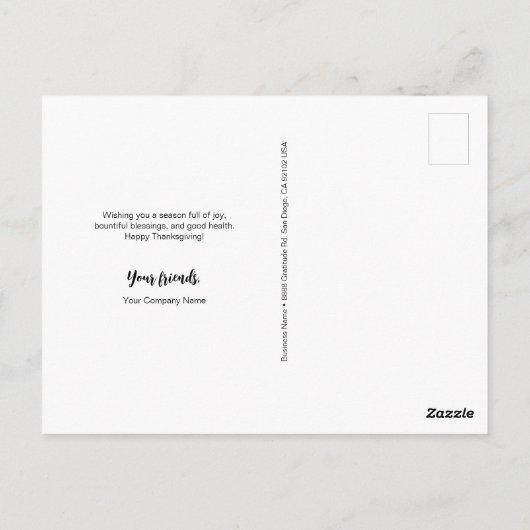 ハッピー感謝祭カスタム秋のロゴ ポストカード (裏面)