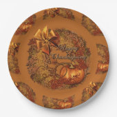 ハッピー感謝祭カボチャリース紙プレート2 ペーパープレート (正面)