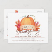 ハッピー感謝祭カボチャ新しいホームアドレスムービング 案内ポストカード (正面/裏面)