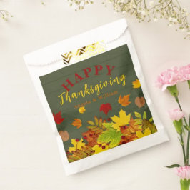 ハッピー感謝祭カラフル秋の木の葉 フェイバーバッグ