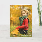 ハッピー感謝祭シンプルシック家族写真折り畳み シーズンカード (正面)