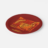 ハッピー感謝祭ジオメトリック抽象芸術オレンジブラウン ペーパープレート (アングル)