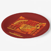 ハッピー感謝祭ジオメトリック抽象芸術オレンジブラウン ペーパープレート (アングル)